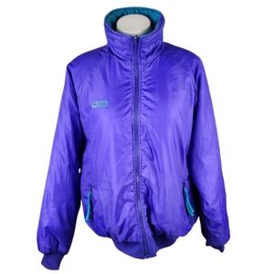 Vintage Reversible Columbia Bomber Jacket Ski Winter Purple Teal Size Large